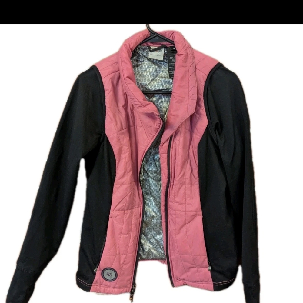 Harley-Davidson Womens Biker Pink Jacket /Black Vest Removable  Zip Arms Medium